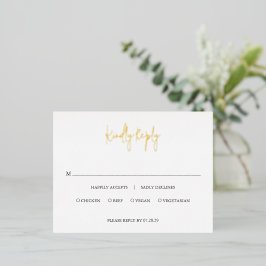 Modern Black and White Chic Wedding Foil RSVP Card Folie Einladungspostkarte