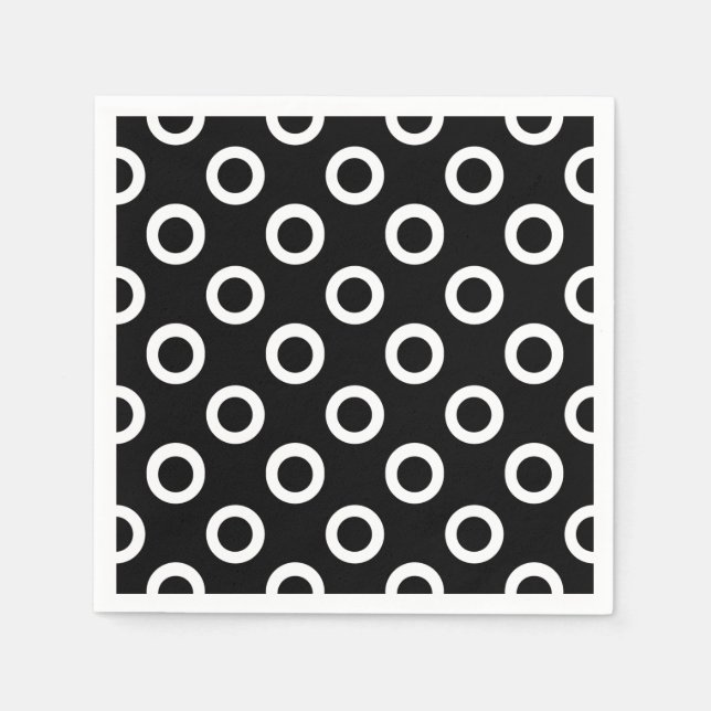 Modern Black and White Circles Cocktail Napkins Serviette (Vorderseite)