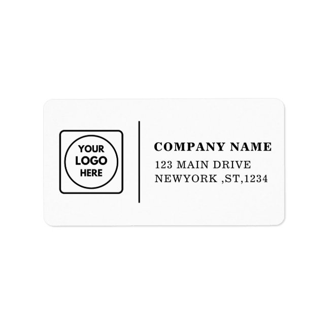 Modern Black and White Custom Logo Address Labels Adressaufkleber (Vorne)