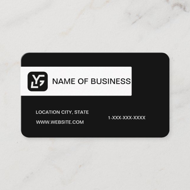 Modern Black And White Custom Logo Visitenkarte (Vorderseite)
