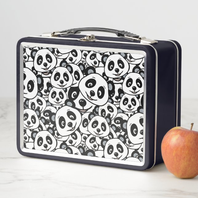 Modern Black and White Cute Panda Bear Pattern Metall Brotdose (Beispiel)