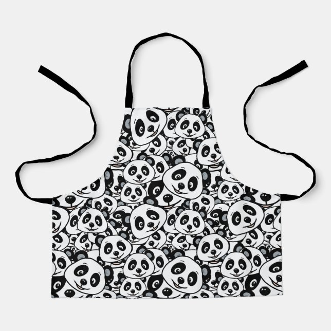 Modern Black and White Cute Panda Bear Pattern Schürze (Vorderseite)