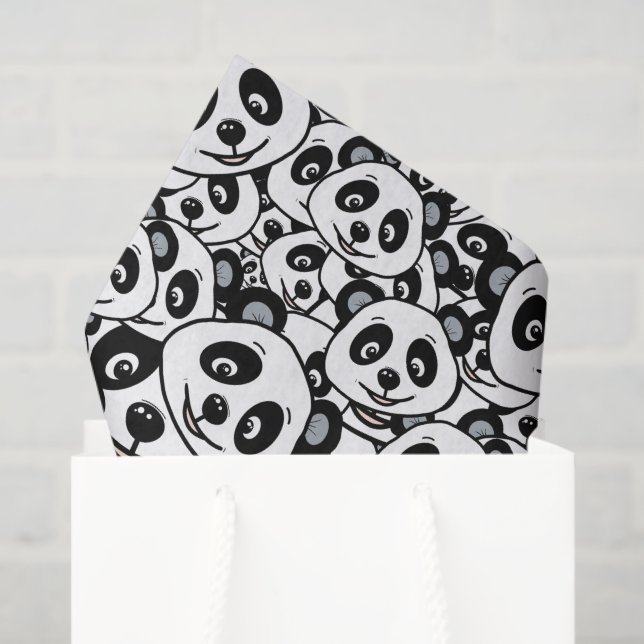 Modern Black and White Cute Panda Bear Pattern Seidenpapier (Geschenktüte)