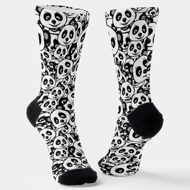 Modern Black and White Cute Panda Bear Pattern Socken (Gewinkelt)