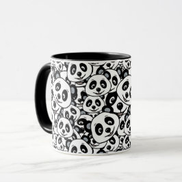 Modern Black and White Cute Panda Bear Pattern Tasse