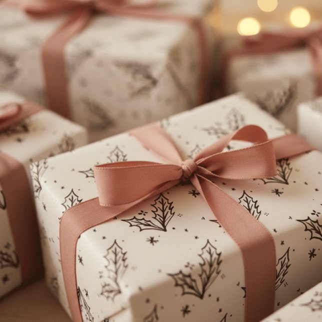 Modern Black and white doodle style art  Geschenkpapier Set (Minimal and chic)