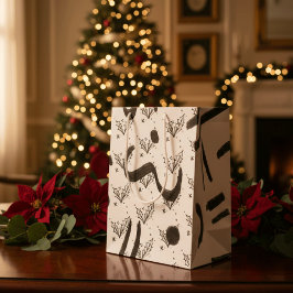 Modern Black and white doodle style art  Mittlere Geschenktüte