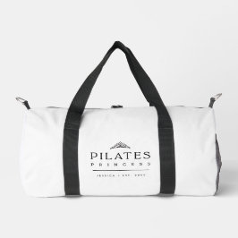 Modern Black and White Feminine Pilates Princess Duffle Bag