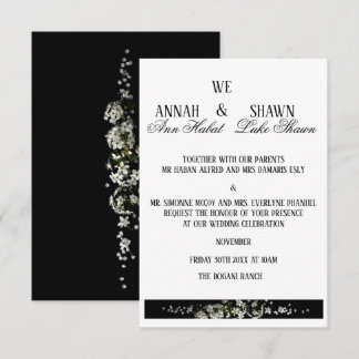 Modern Black and White Floral Wedding Invitation Einladung