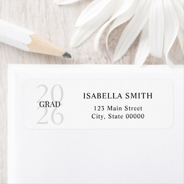 Modern Black and White Graduation Return Address (Insitu)