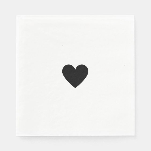 Modern Black and White Heart Serviette (Vorderseite)