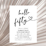 Modern Black and White Hello Fifty Birthday Party Einladung<br><div class="desc">Celebrate turning fifty in timeless style with this modern black and white “Hello Fifty” birthday invitation. Featuring clean typography and a sleek minimalist design,  it’s perfect for elegant milestone celebrations,  whether you’re hosting a classy dinner,  cocktail night,  or modern birthday party.</div>