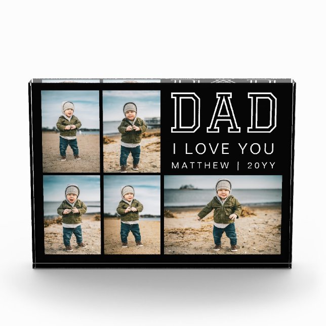 Modern Black and White Keepsake I Love You Dad Fotoblock (Vorderseite)