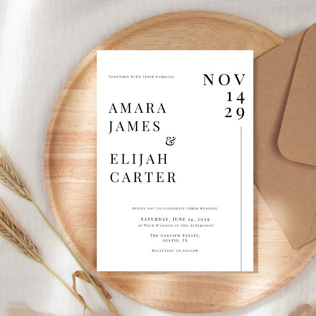 Modern Black and White Minimal Wedding Einladung (Von Creator hochgeladen)