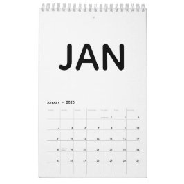 Modern Black and White Minimalist 2026 Kalender