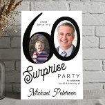 Modern black and white photo 60th birthday party einladung<br><div class="desc">Trendy bold typography 60th birthday surprise party invitation with 2 photos and modern retro style script. Easy to personalize with your text and pictures.</div>