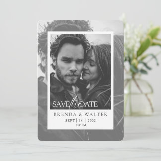 Modern Black and White Photo Wedding Invitation Einladung