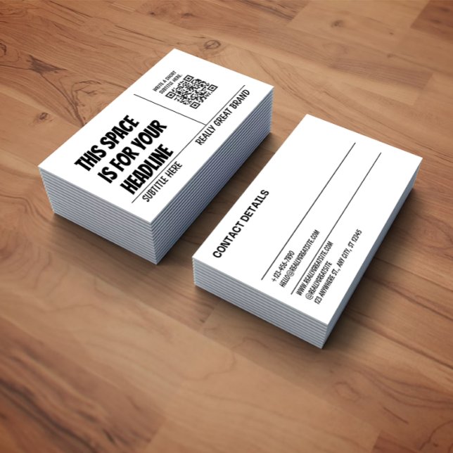 Modern Black and White QR Code Business Card Visitenkarte (Von Creator hochgeladen)