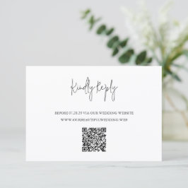 Modern Black and White QR Code Chic Wedding RSVP Karte