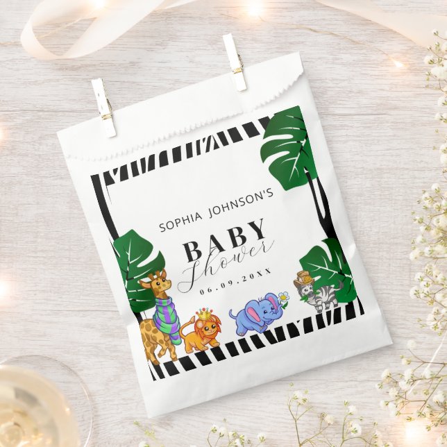 Modern Black and White Stripe Safari  Baby Shower  Geschenktütchen (Ausgeschnitten)