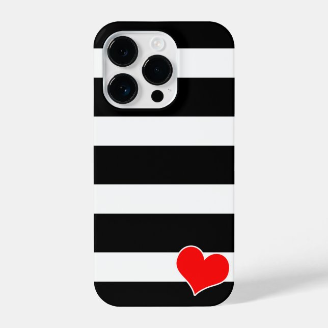 Modern Black and White Striped iPhone Hülle (Rückseite)