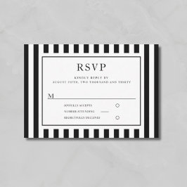 Modern Black And White Stripes Wedding RSVP Karte
