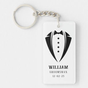 Modern Black and White Tuxedo Groomsman Gift Schlüsselanhänger