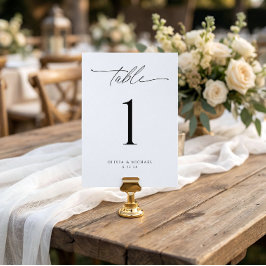 Modern Black and White Wedding Table Number Cards Einladung