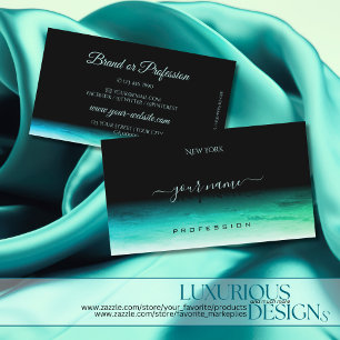 Modern Black Aquamarin Green Ombre Pattern Shadow Visitenkarte