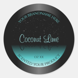 Modern Black Aquamarin Ombre Product Label Soft Gl Runder Aufkleber