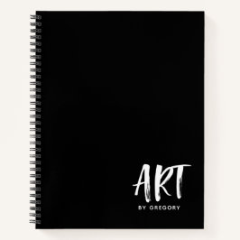 Modern Black Artist Sketchbook mit Name Notebook Notizbuch