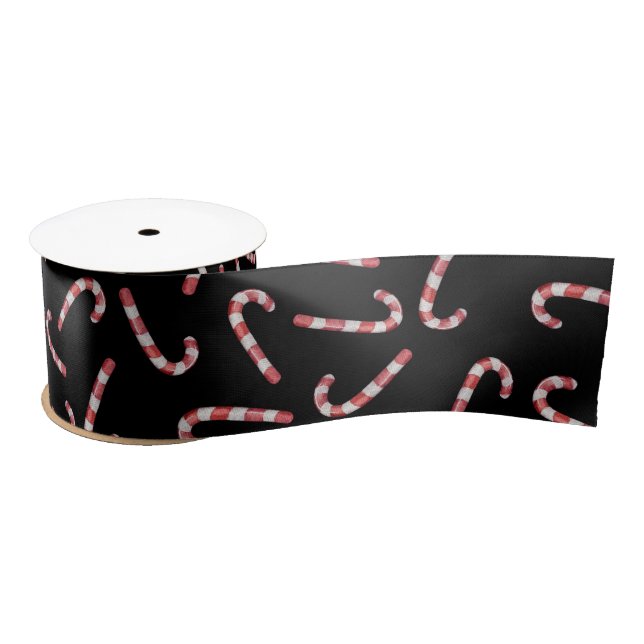 Modern Black Baby Candy Cane Vintage Weihnachten Satinband (Spule)