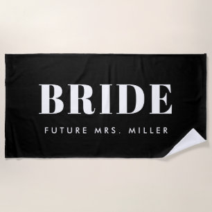 Modern Black Bachelorette Future Frau Bride Strandtuch