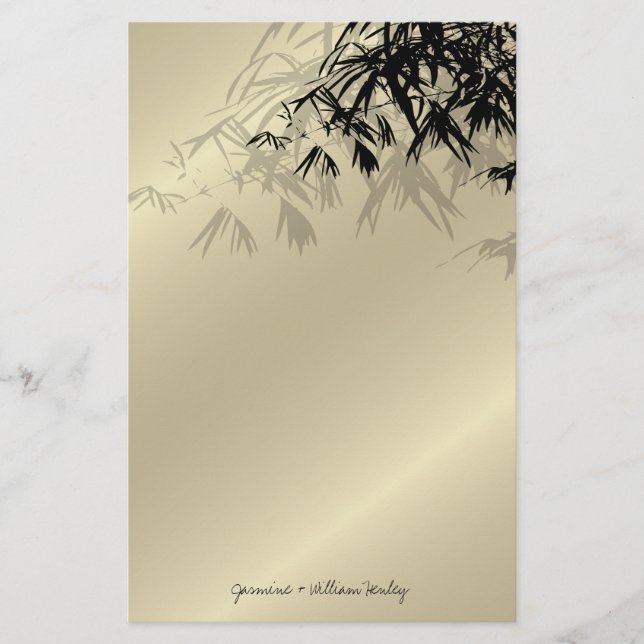 Modern Black Bamboo Zen Asian Wedding Stationery Briefpapier (Vorderseite)