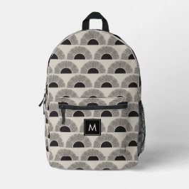 Modern Black & Beige Sunset Abstract Art Monogram Bedruckter Rucksack
