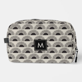 Modern Black & Beige Sunset Abstract Art Monogram Waschbeutel