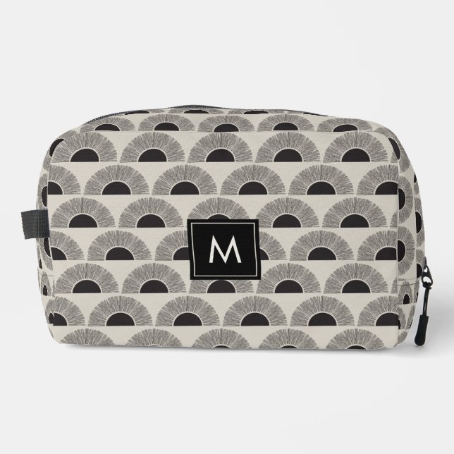 Modern Black & Beige Sunset Abstract Art Monogram Waschbeutel (Vorderseite)