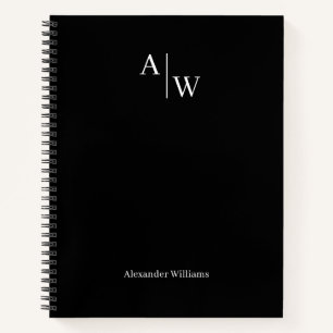 Modern Black Beruflich 2 Monogram Initial Basic Notizbuch