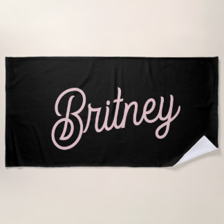 Modern Black Blush Dusty Pink Monogram Name Strandtuch