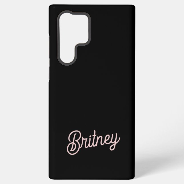 Modern Black Blush Dusty Pink Monogram und Name Samsung Galaxy Hülle (Rückseite)