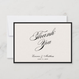 Modern Black Border Ivory Wedding Thank You Card Einladung