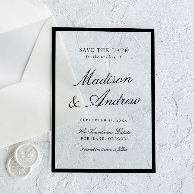 Modern Black Border Wedding Save the Date Acryleinladungen (Von Creator hochgeladen)