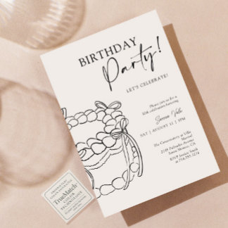 Modern Black Bow 30. Geburtstag Party Typografie Einladung