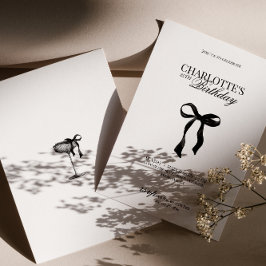 Modern Black Bow Birthday Invitation Einladung