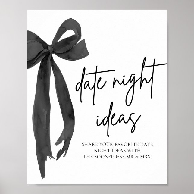 Modern Black Bow Bridal Date Night Ideenspiel Poster (Vorne)