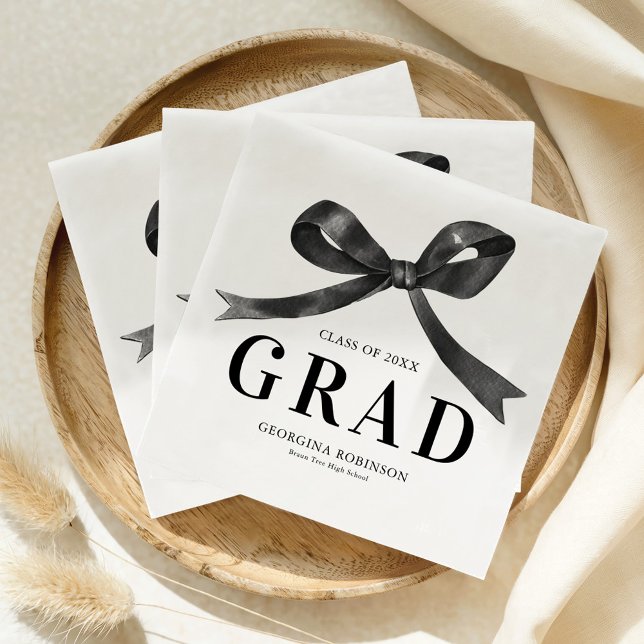 Modern Black Bow Graduation Party Serviette (Von Creator hochgeladen)