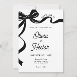 Modern Black Bow Wedding Invitation Einladung