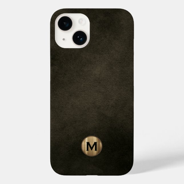 Modern Black Brushed Gold Monogram Case-Mate iPhone Hülle (Rückseite)