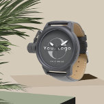 Modern Black Business Logo Minimal-Marke Unternehm Armbanduhr<br><div class="desc">Benutzerdefinierte Uhr mit einem einfachen minimalen Design. Fügen Sie Ihr Logo und Text hinzu.</div>
