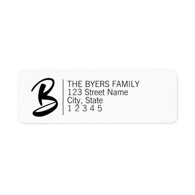 Modern Black Calligraphy Monogram Address Label (Vorne)